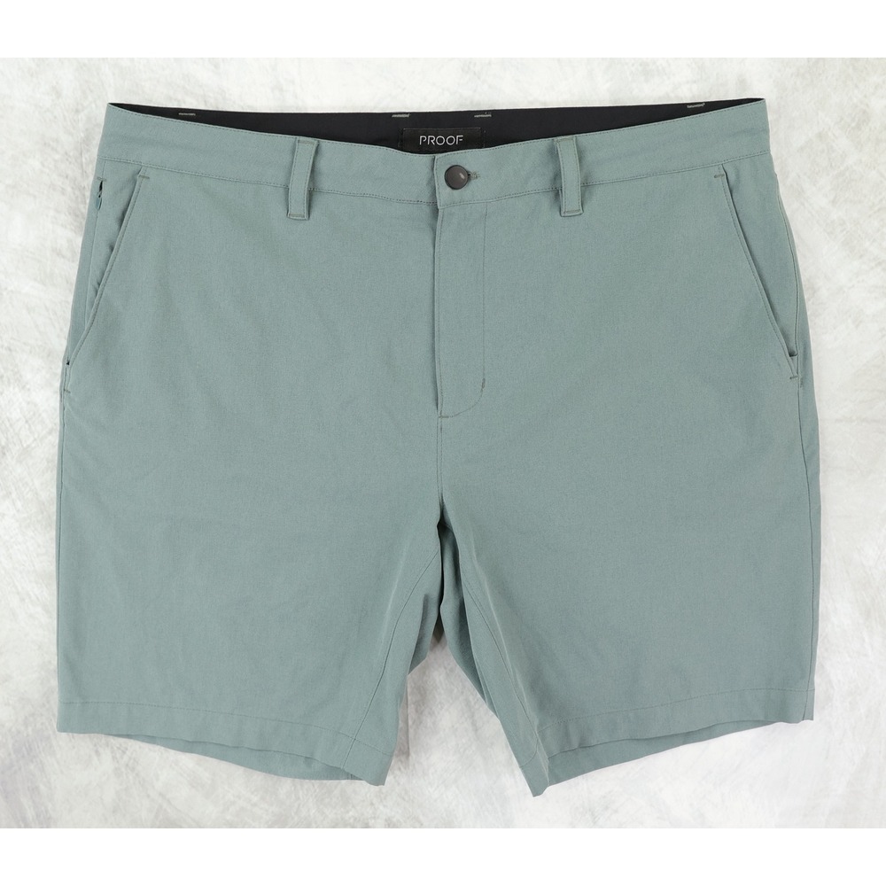 Proof Nomad 9" Shorts Mens 36 Green Tech Chino Stretch Outdoor Preppy Huckberry